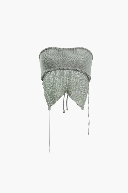 Tie Back Openwork Knit Tube Top sold by Micas