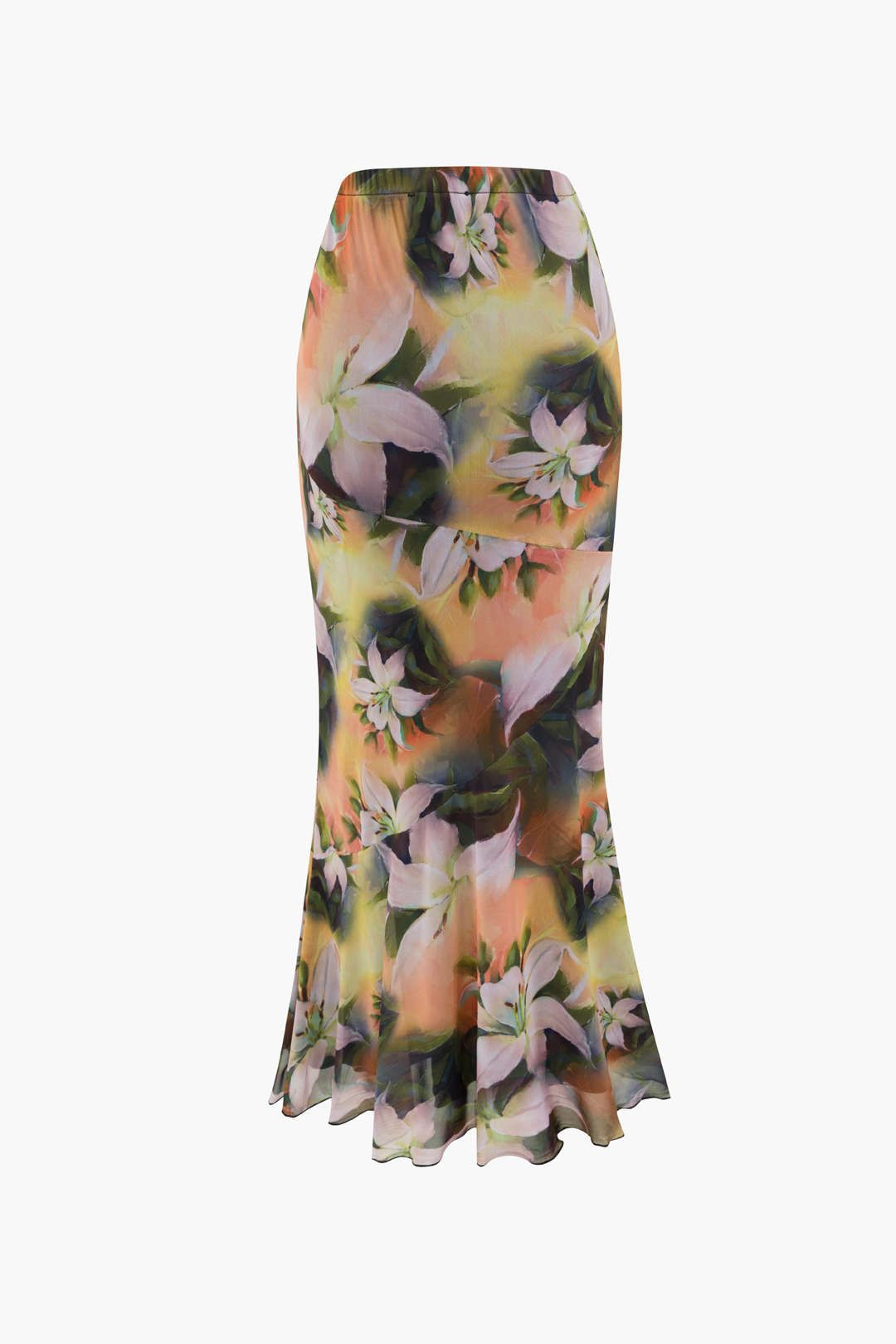 Floral Print Mesh Maxi Skirt sold by Micas product image thumbnail 2