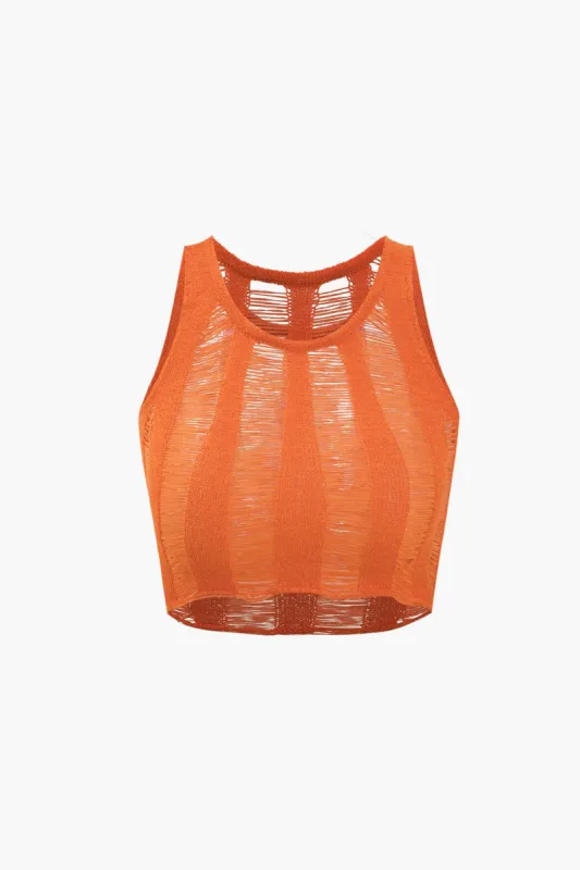 Destroyed Knit Tank Top sold by Micas