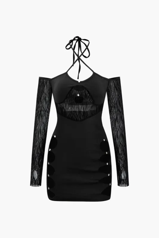 Halter Neck Off Shoulder Cut Out Bodycon Mini Dress sold by Micas