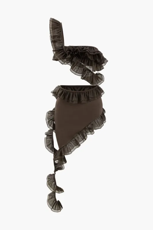 Asymmetrical Ruffle Mini Dress sold by Micas