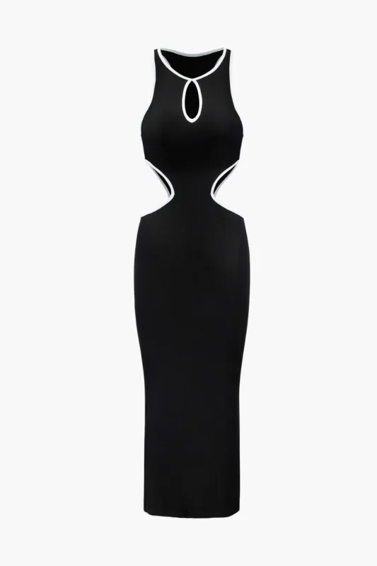 Contrast Binding Cut Out Sleeveless Midi Dress sold by Micas