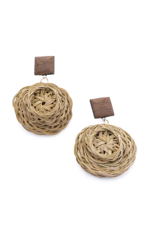 Handmade Rattan Bird's Nest Earrings sold by Micas