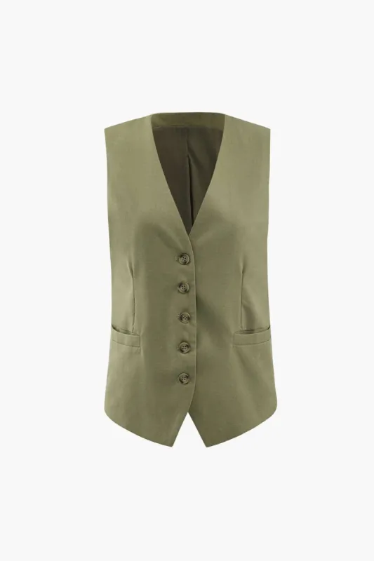 Buttoned V-Neck Vest sold by Micas