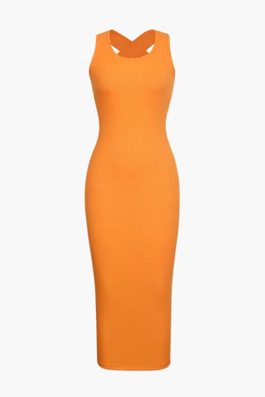 Tie Back Split Bodycon Midi Dress sold by Micas