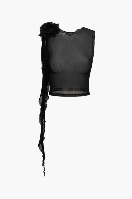 Rose Corsage Sheer Mesh Tank Top sold by Micas