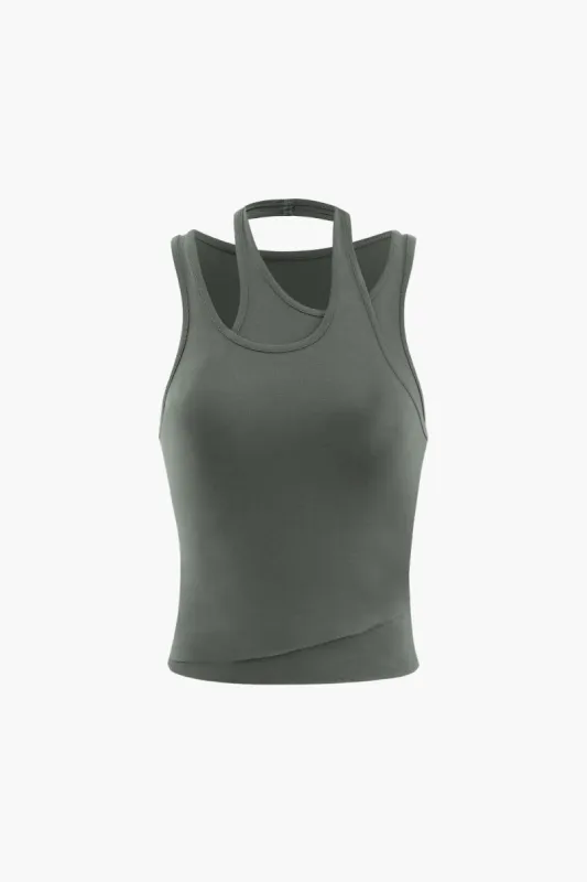 Asymmetric Halter Tank Top sold by Micas