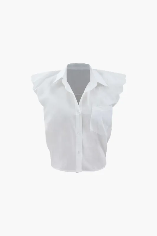 Elastic Hem Cap Sleeve Shirt sold by Micas