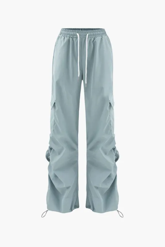 Gathered Drawstring Straight Leg Cargo Pants sold by Micas