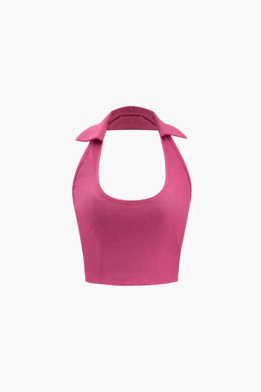 Halter Neck Rib Knit Cami Top sold by Micas