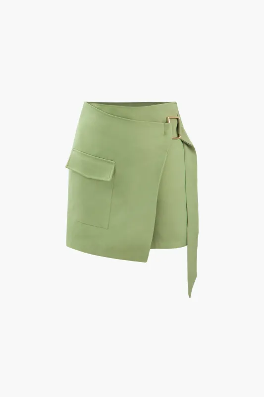 Flap Pocket Wrap Mini Skirt sold by Micas