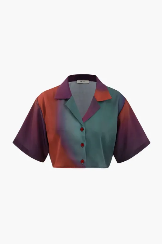 Ombre Satin Crop Shirt sold by Micas
