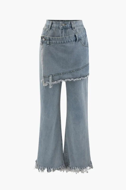 Frayed Wrap Flare Leg Jeans sold by Micas