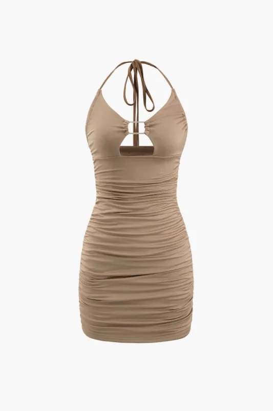 Halter Neck Ruched Cut Out Mini Dress sold by Micas