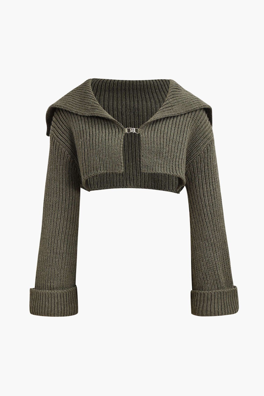 Buckle Detail Lapel Crop Sweater sold by Micas