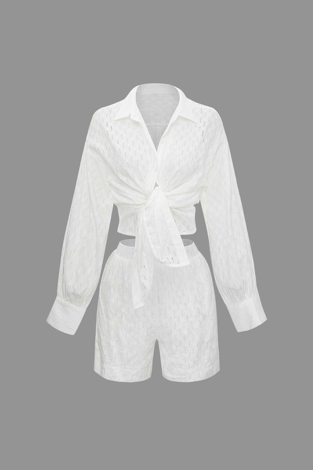 Button Up Long Sleeve Shirt And Shorts Set sold by Micas