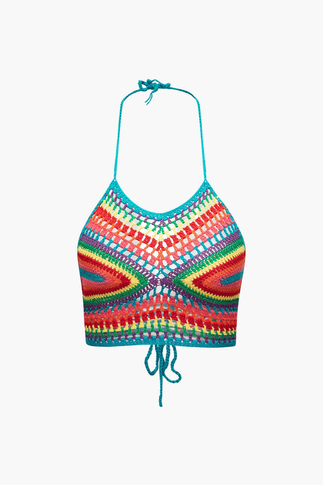 Rainbow Crochet Halter Cami Top sold by Micas