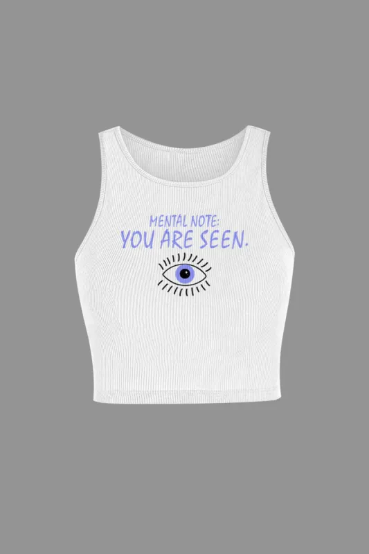 Letter Print Short Sleeve Ribbed Tank Top sold by Micas