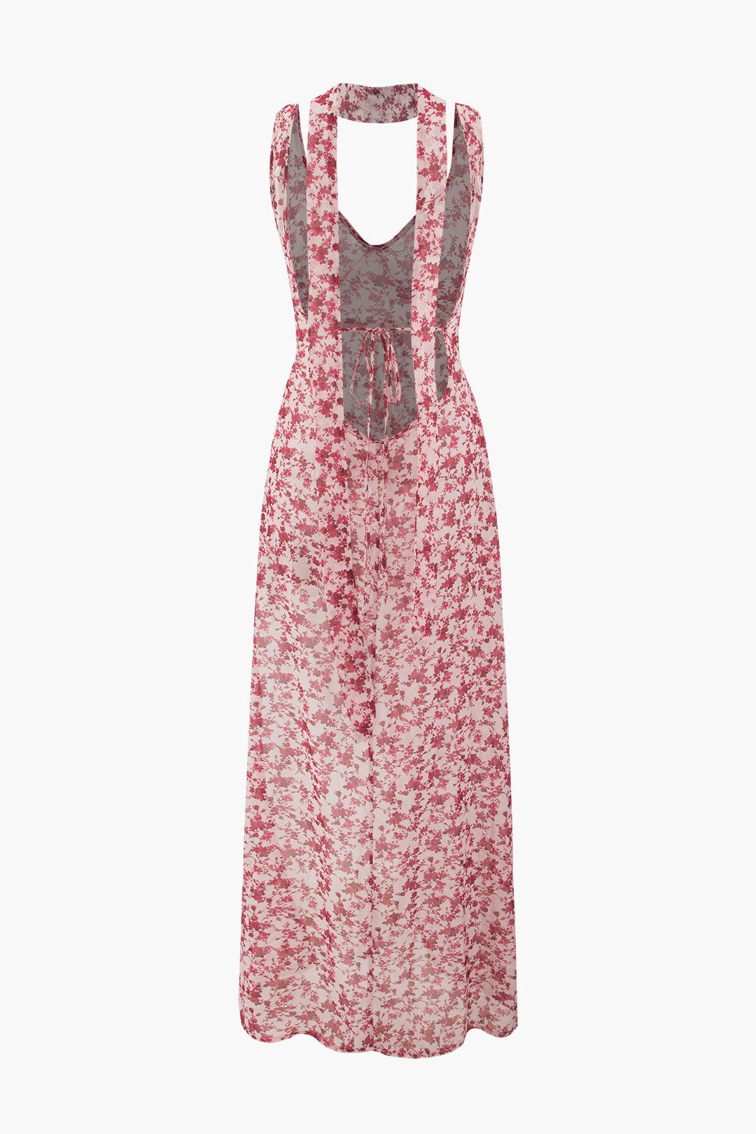 Floral Print Slit Maxi Dress With Neck Scarf sold by Micas product image thumbnail 3