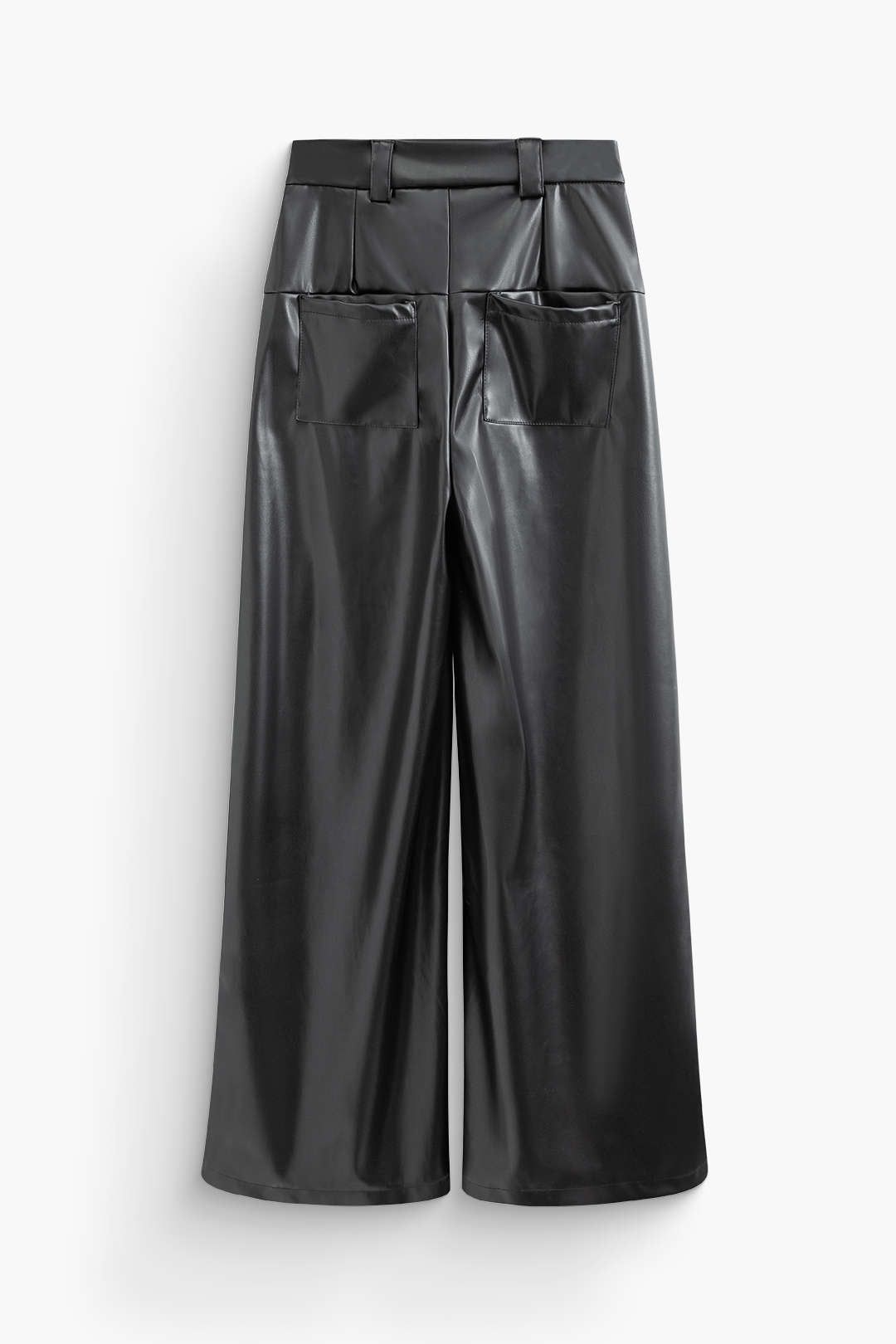 High Waist Faux Leather Pocket Wide Leg Pants sold by Micas product image thumbnail 3