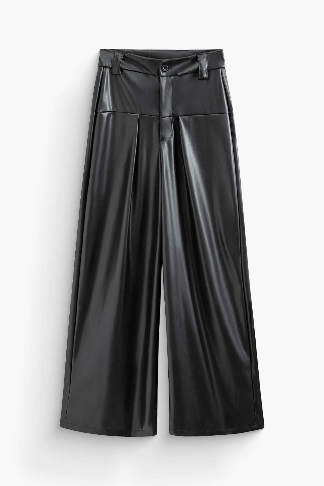 High Waist Faux Leather Pocket Wide Leg Pants sold by Micas product image thumbnail 2