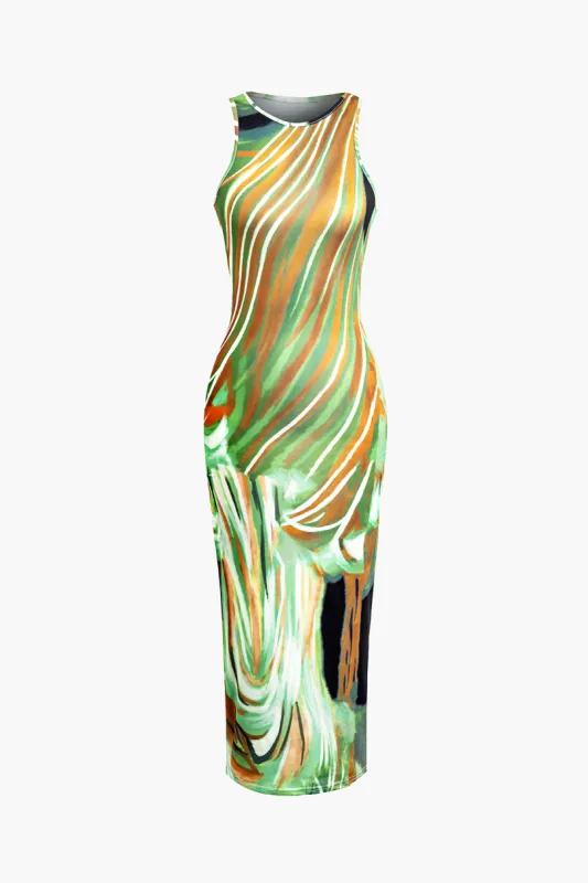 Abstract Print Tank Midi Dress sold by Micas