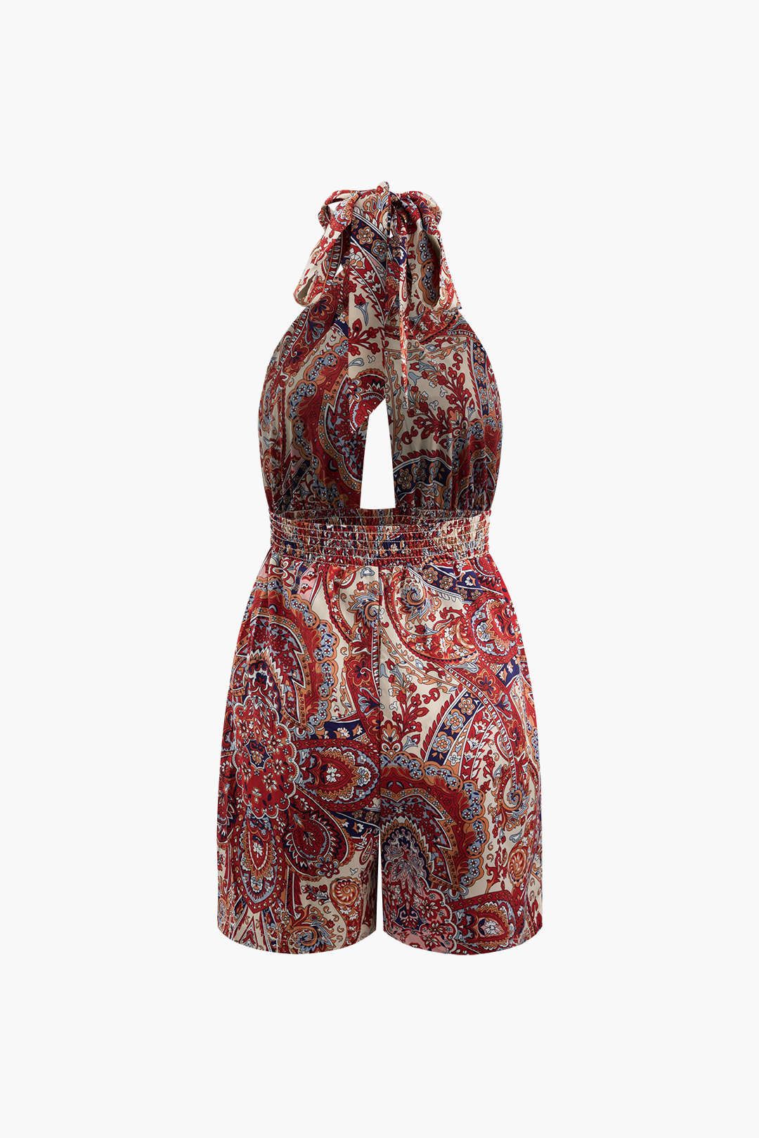 Paisley Print Linen-Blend Halter Romper sold by Micas product image thumbnail 2