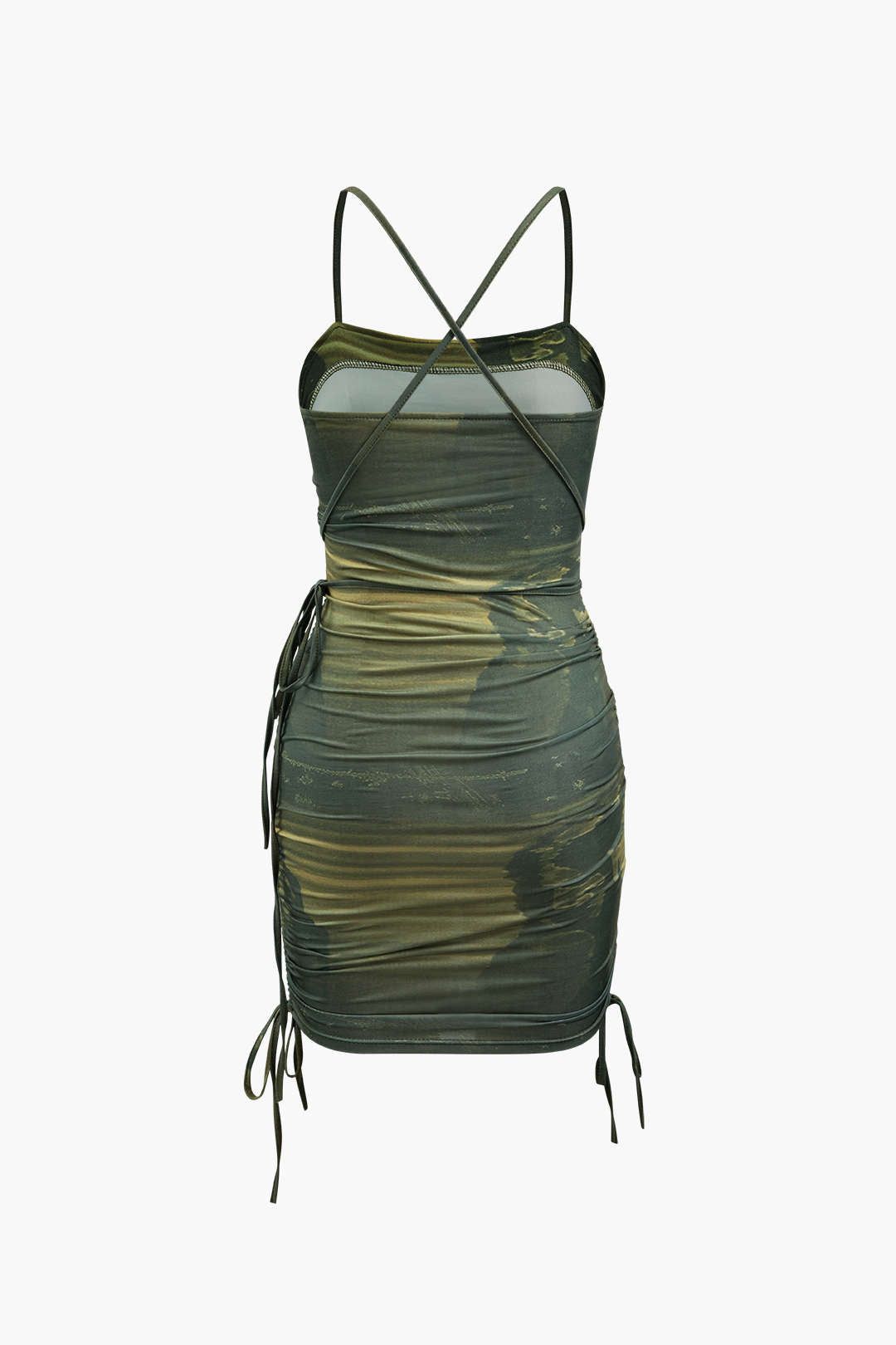 Printed Ruched Cross Back Mini Dress sold by Micas product image thumbnail 2