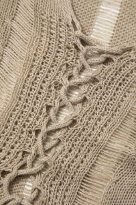 Tie Front Ripped Knit Long Sleeve Top sold by Micas