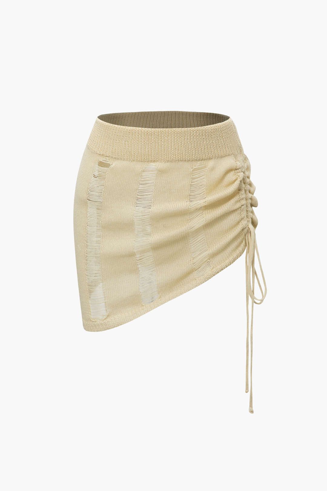Ripped Knit Tube Top And Drawstring Mini Skirt Set sold by Micas product image thumbnail 3