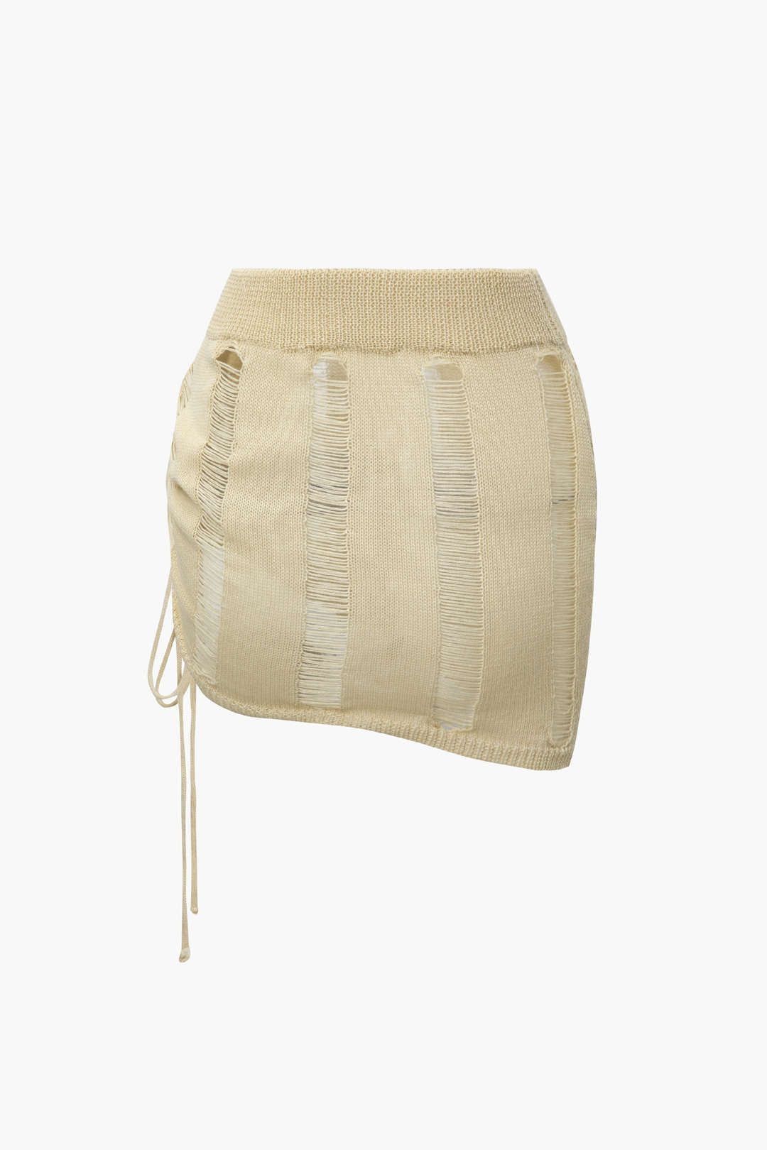 Ripped Knit Tube Top And Drawstring Mini Skirt Set sold by Micas product image thumbnail 5