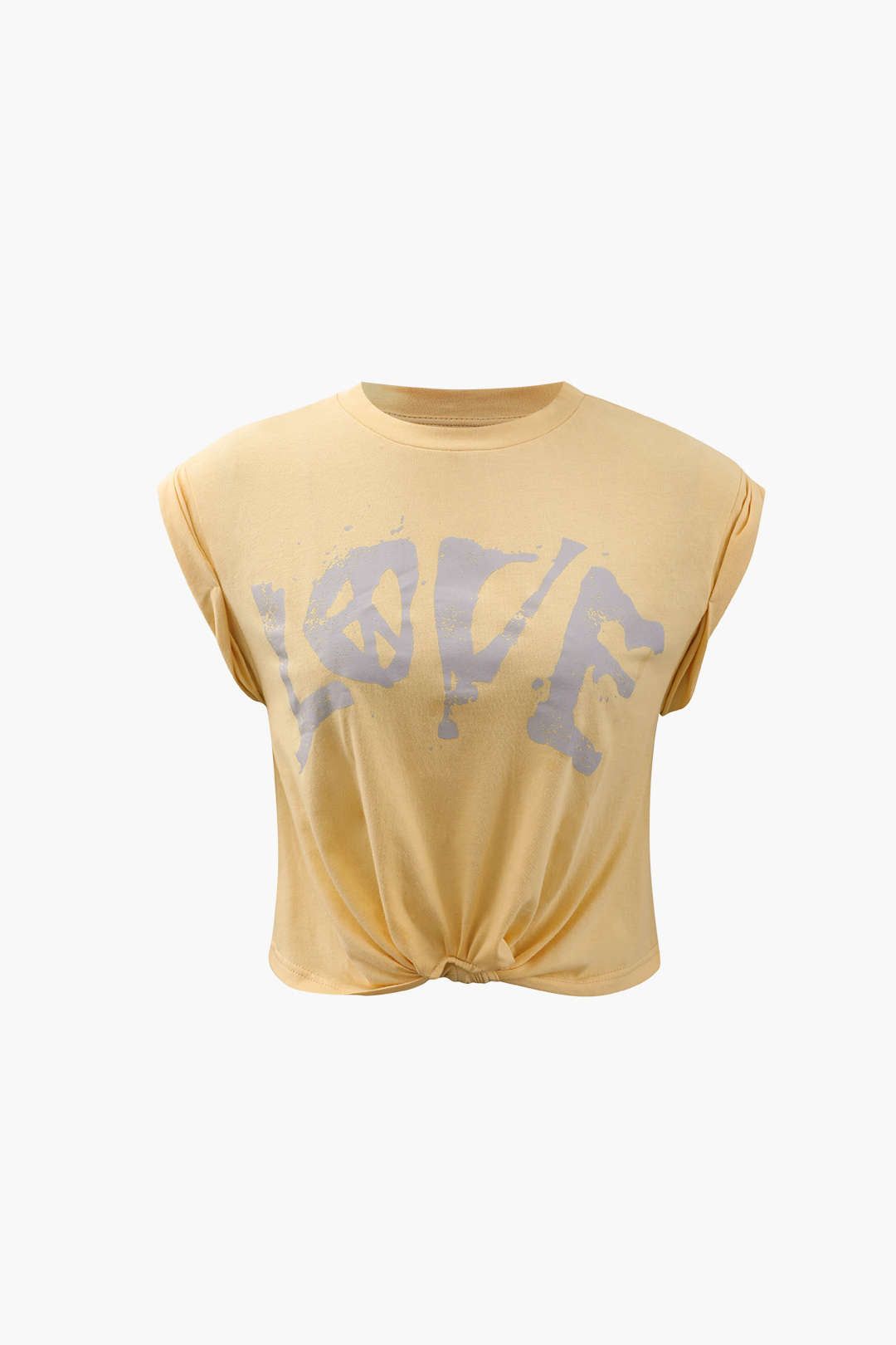 Love Rolled Sleeve Knot Hem T-Shirt sold by Micas product image thumbnail 6