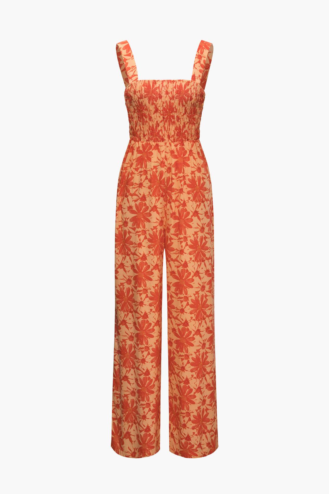 Leaves Print Square Neck Wide Leg Jumpsuit sold by Micas