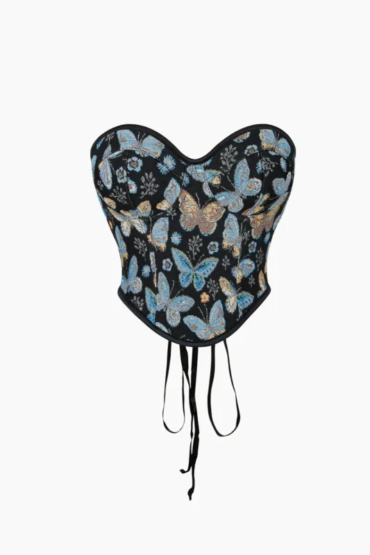 Butterfly Pattern Braided Tie Bustier Tube Top sold by Micas