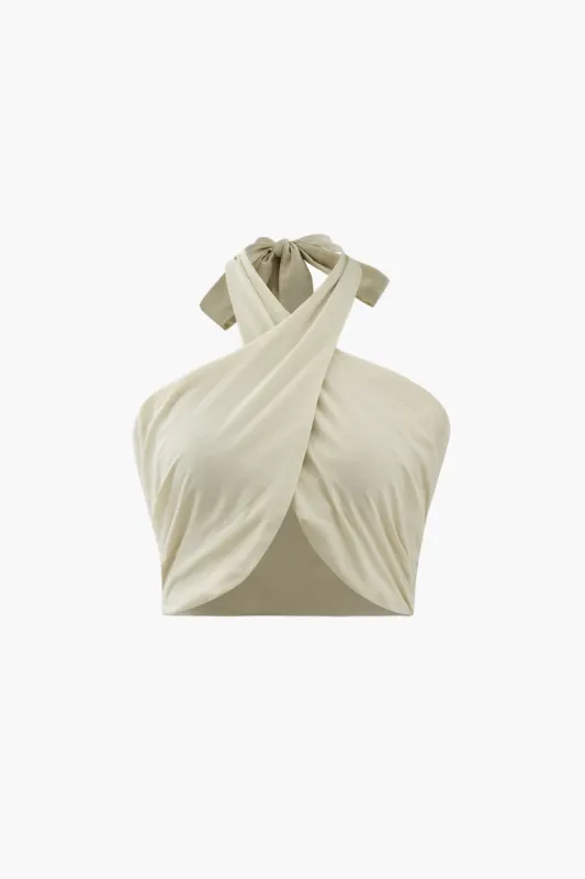 Halter TIE LINEN-BLEND CAMI TOP sold by Micas