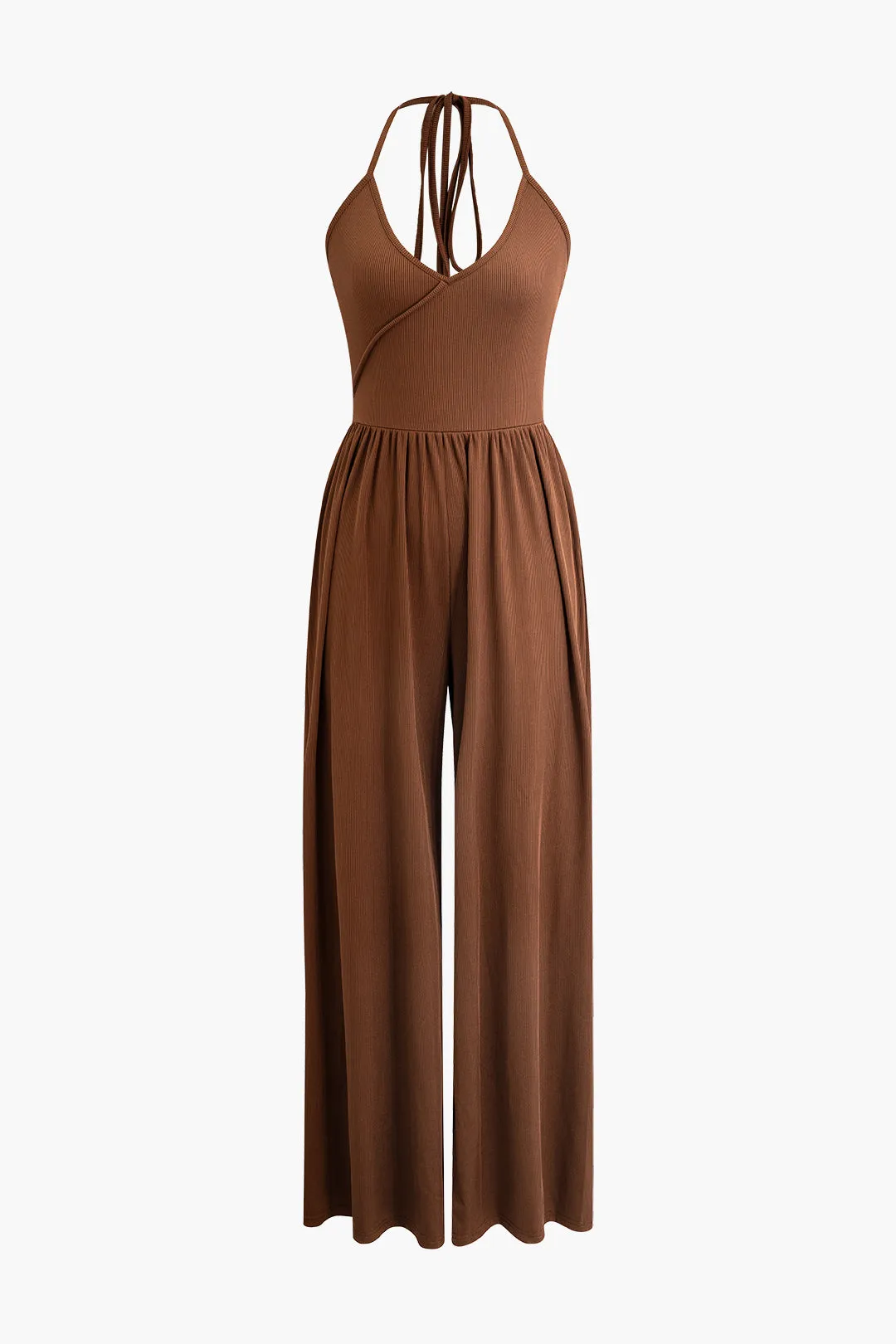 Knitted Halter Neck Pleated Jumpsuit sold by Micas