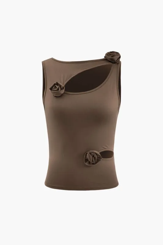 Flower Detail Cut Out Tank Top sold by Micas