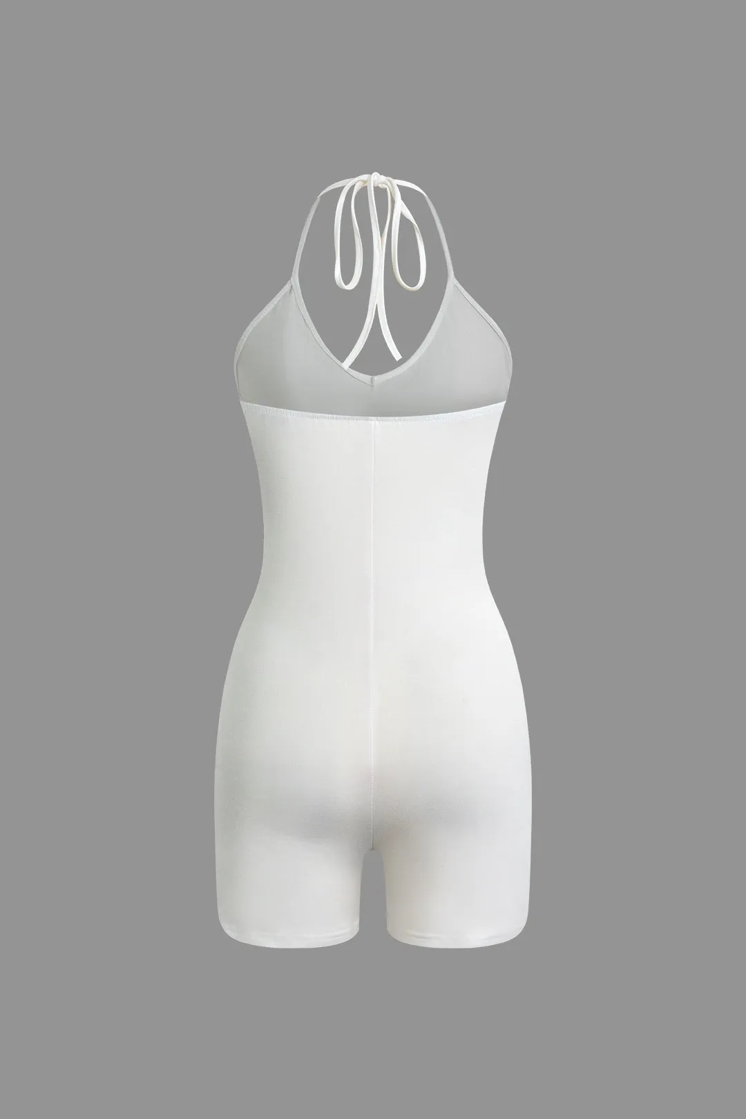 Solid Halter Backless V-neck Romper sold by Micas product image thumbnail 2