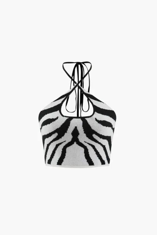 Stripe Halter Neck Knit Cami Top sold by Micas
