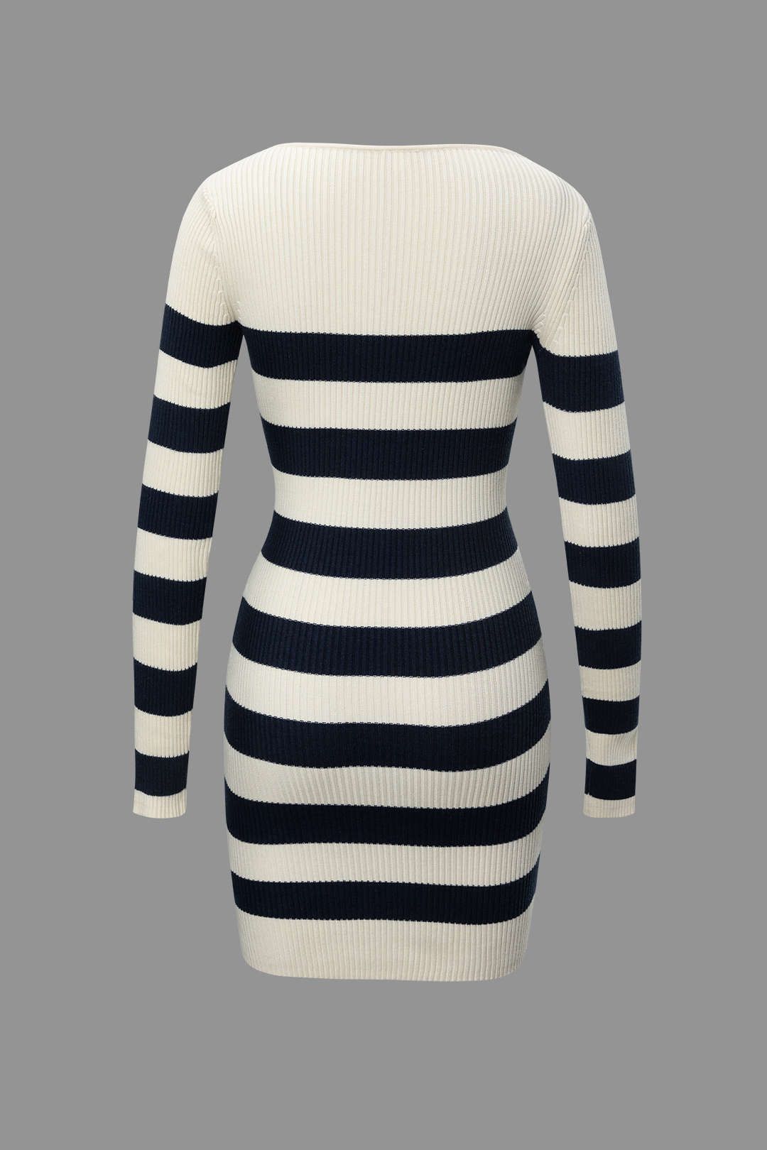 Stripe Round Neck Knit Long Sleeve Mini Dress sold by Micas product image thumbnail 2