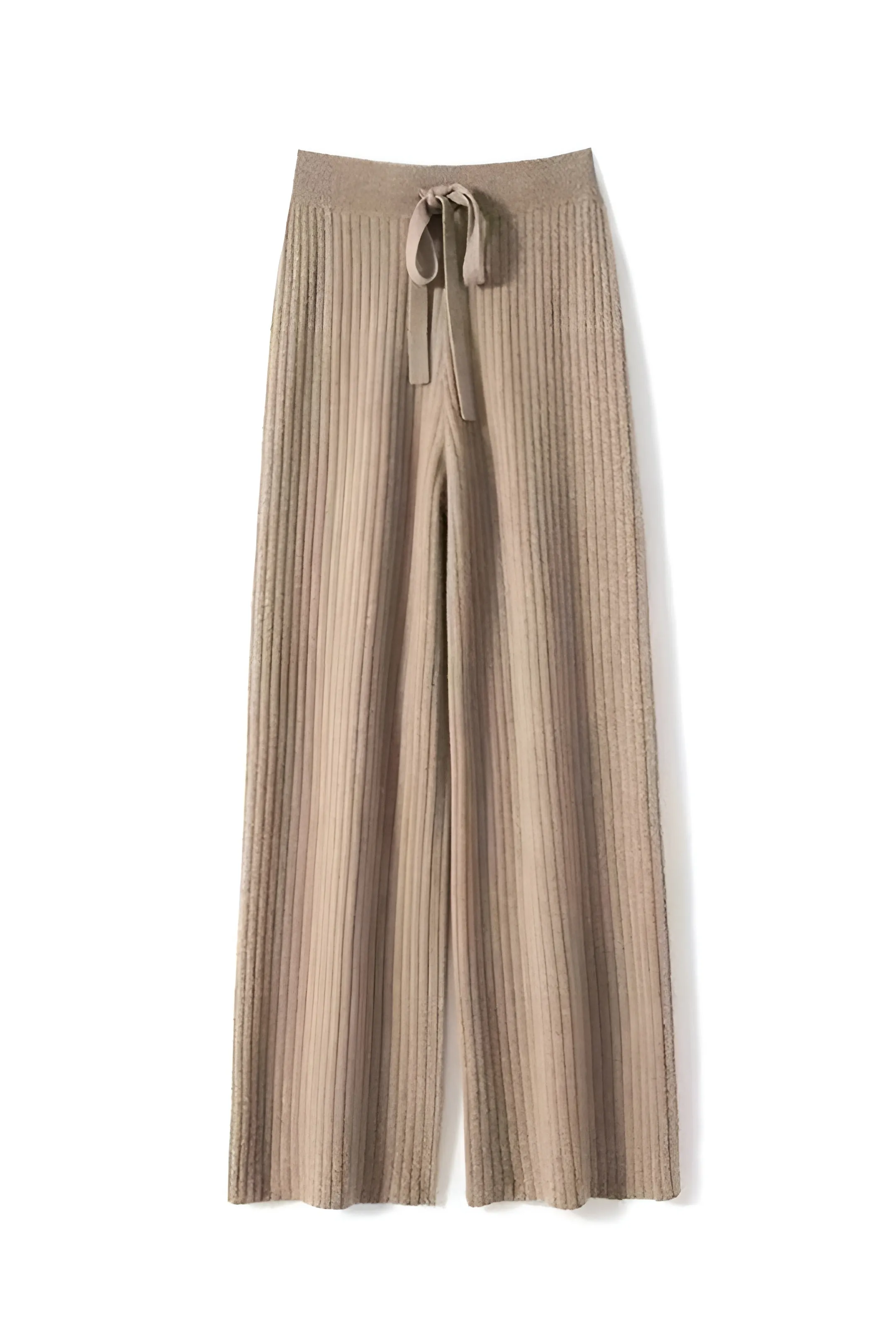 Solid Knit Tie-Up High-Waisted Trousers sold by Micas