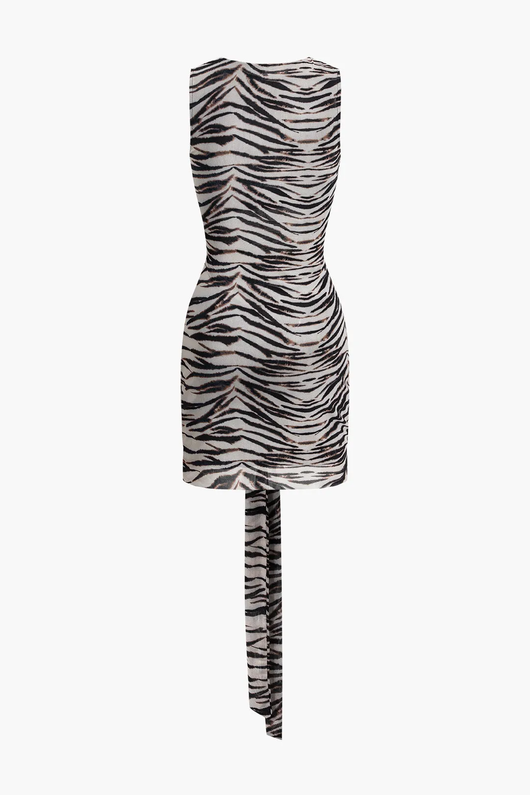 Zebra Print Cut Out Tie Mesh Tank Mini Dress sold by Micas product image thumbnail 2