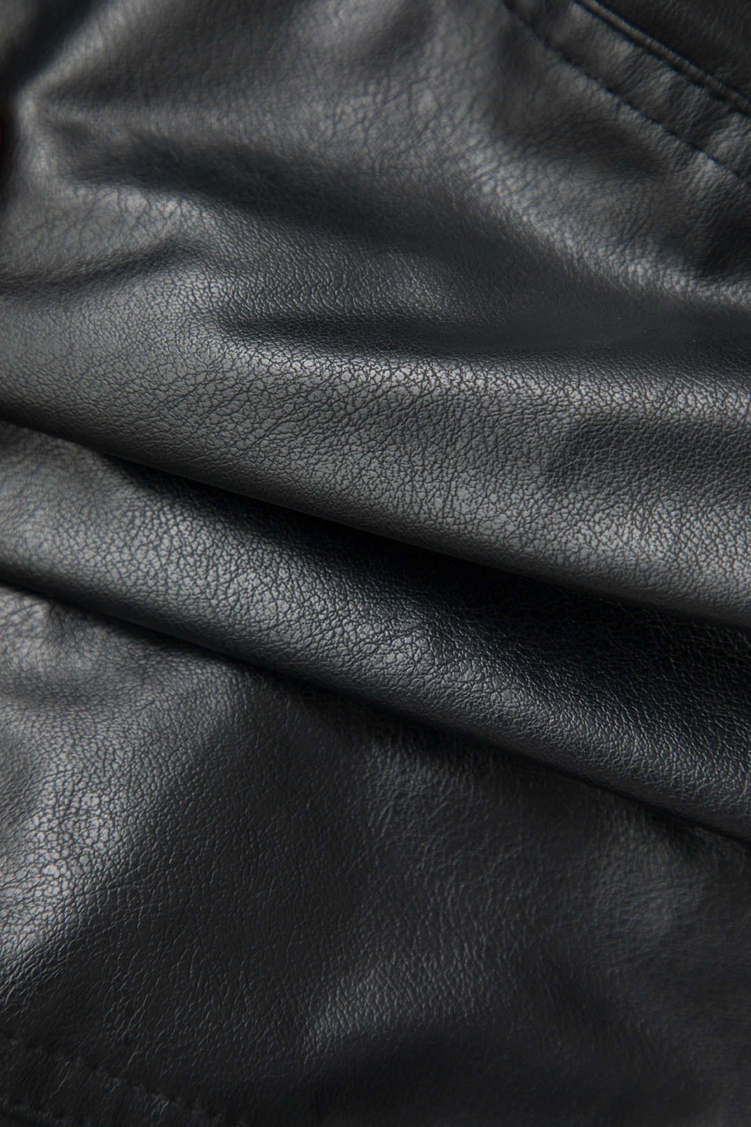 Contrast Faux Leather Stand Collar Crop Jacket sold by Micas product image thumbnail 4