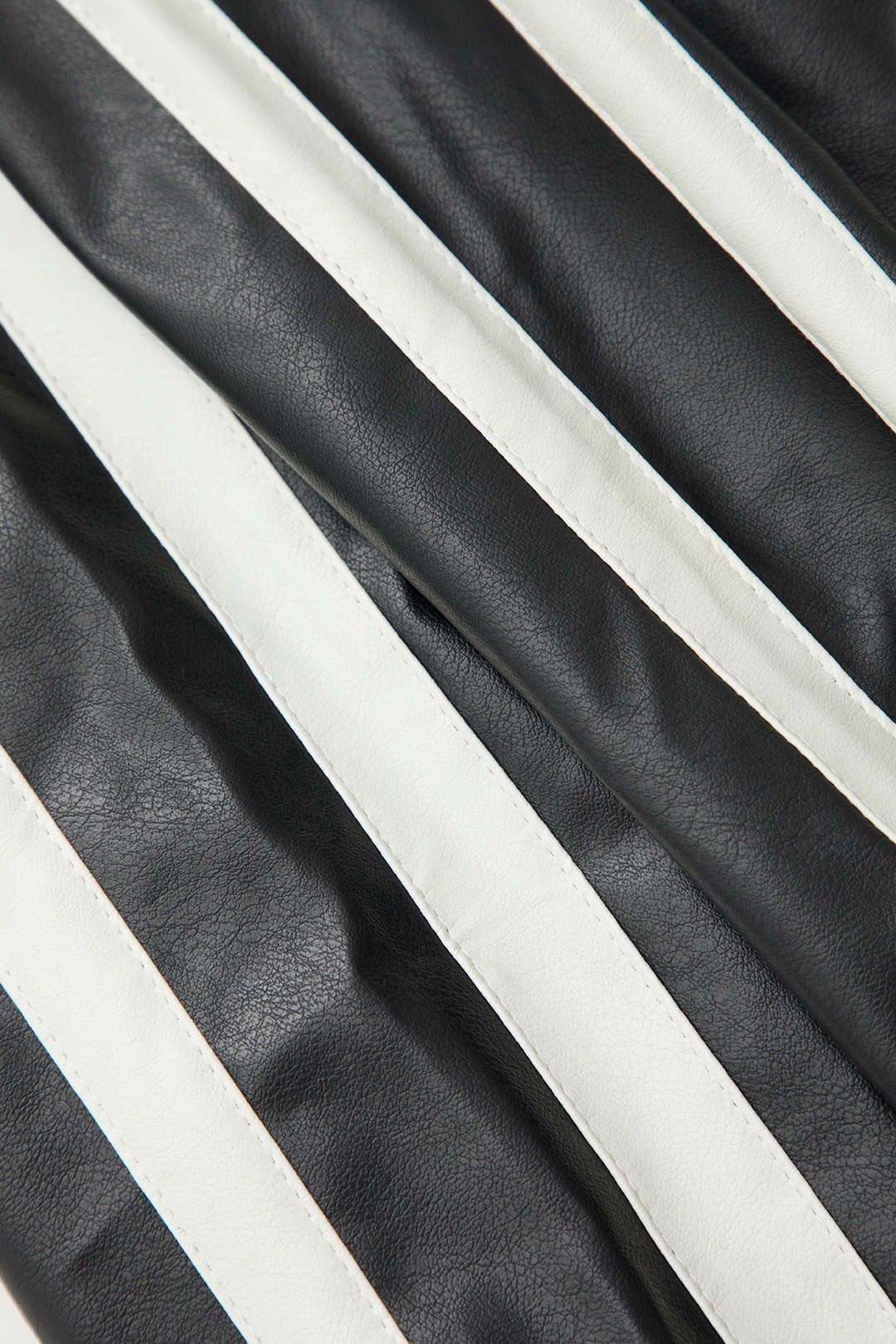 Contrast Faux Leather Stand Collar Crop Jacket sold by Micas product image thumbnail 3