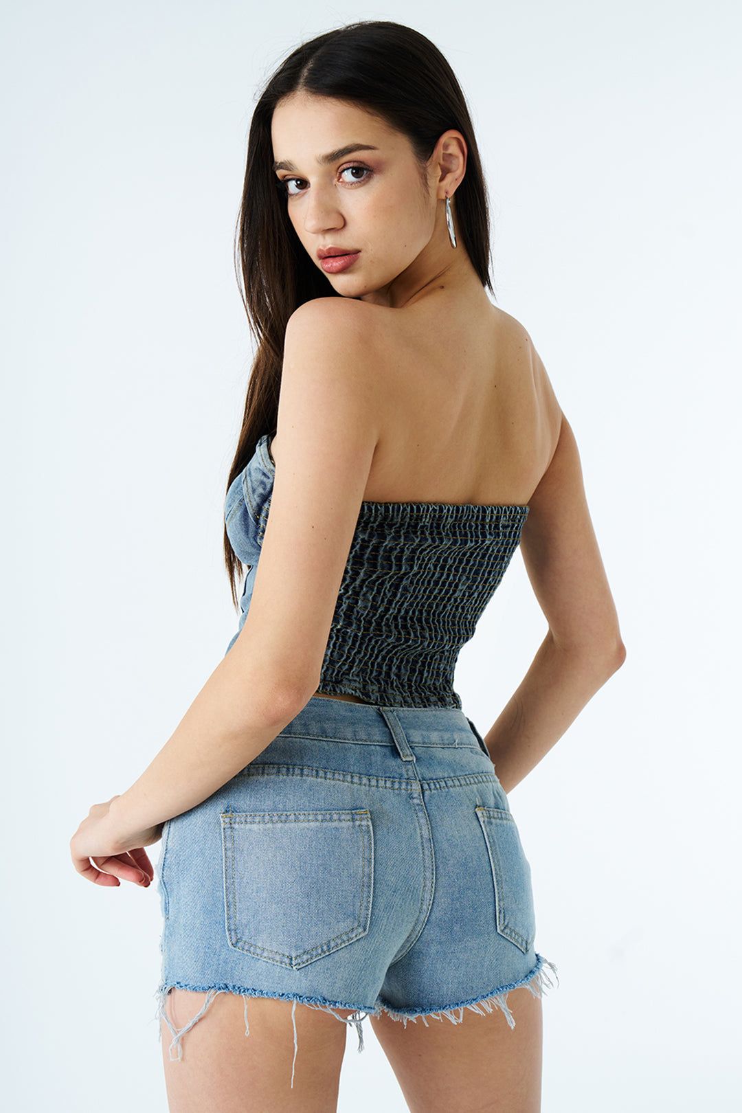 Frayed Destroyed Denim Shorts sold by Micas product image thumbnail 2