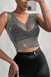 Rhinestone Tank Top sold by Micas