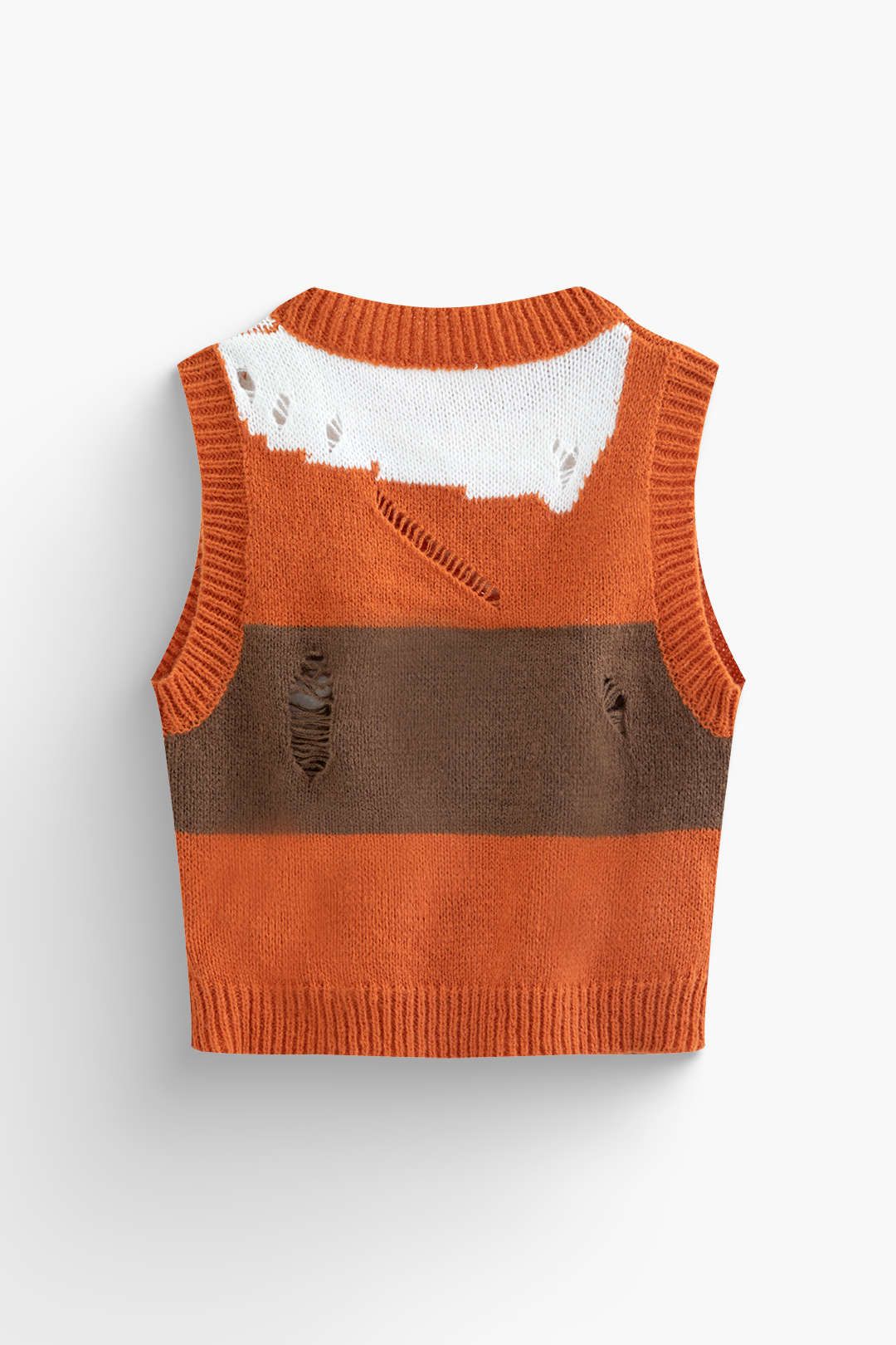 Color Block Ripped Sleeveless Knit Top And Mini Skirt Set sold by Micas product image thumbnail 4