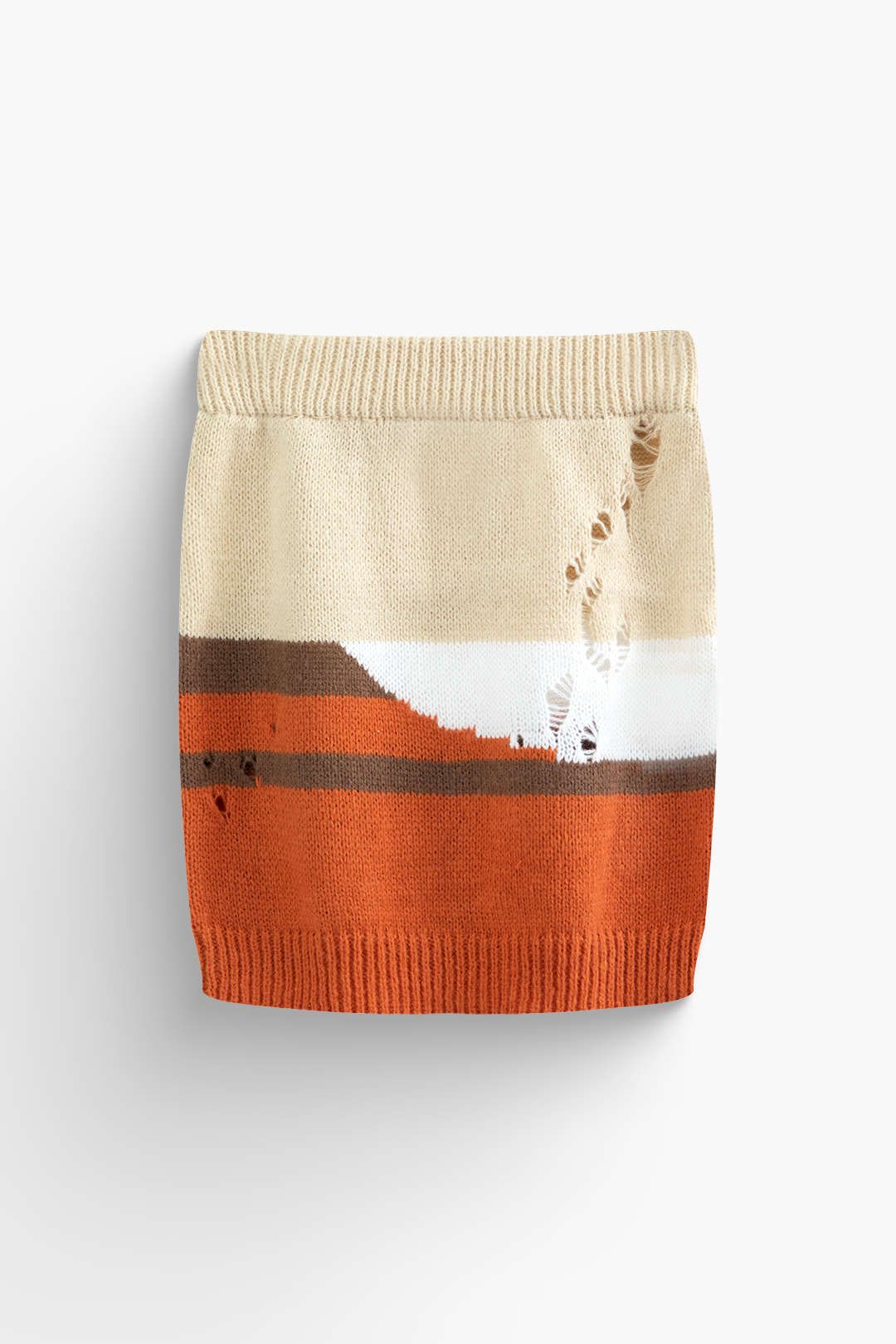 Color Block Ripped Sleeveless Knit Top And Mini Skirt Set sold by Micas product image thumbnail 3