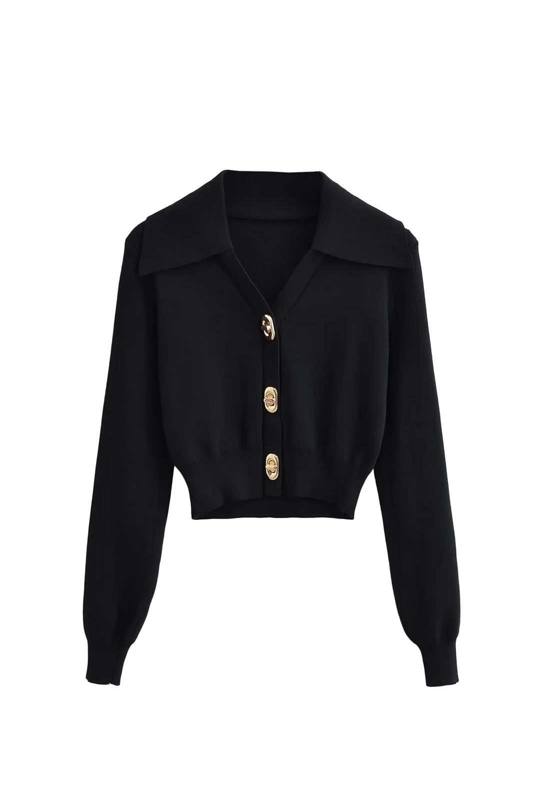 Open Collar Button Up Knit Long Sleeve Top sold by Micas product image thumbnail 2