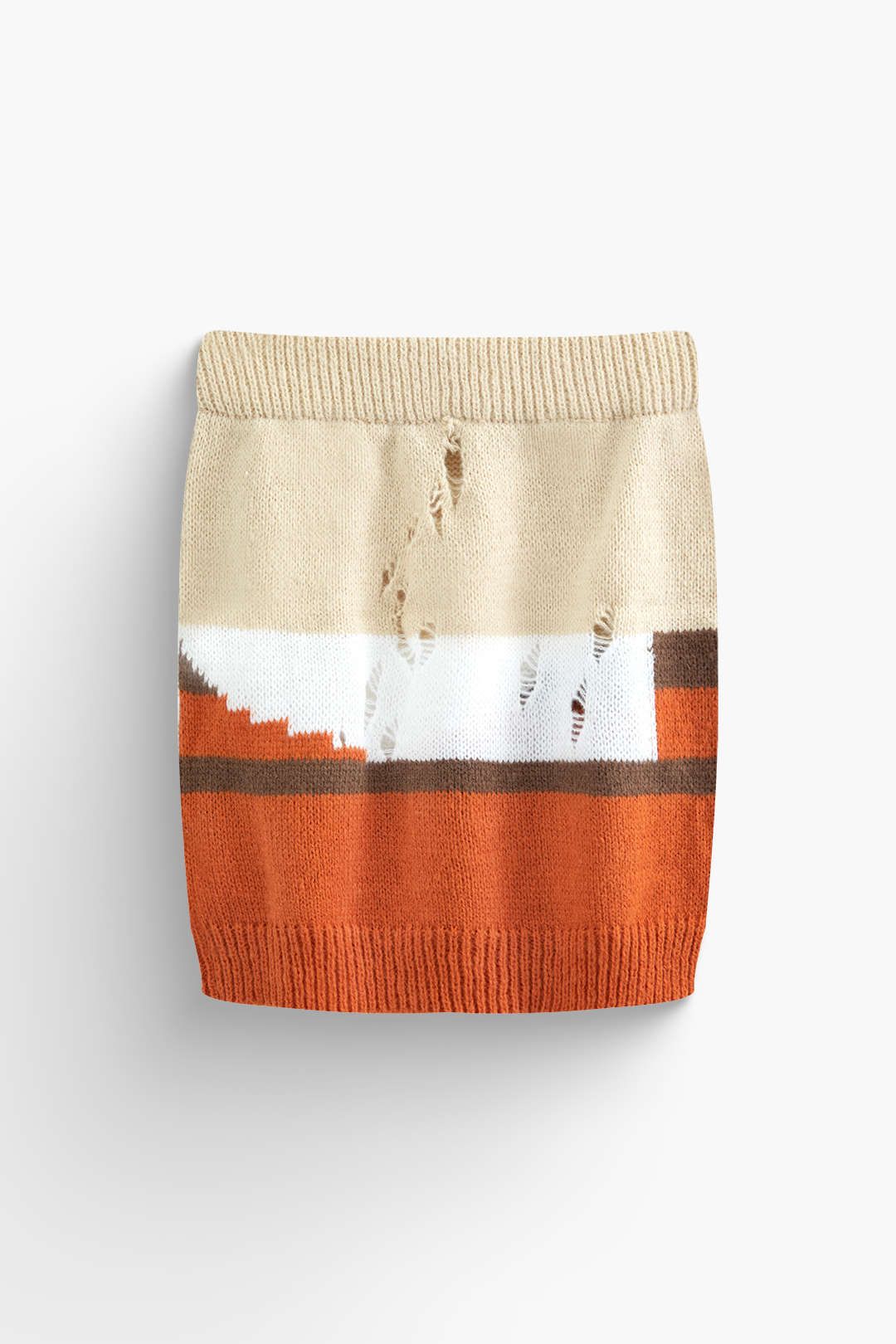 Color Block Ripped Sleeveless Knit Top And Mini Skirt Set sold by Micas product image thumbnail 5